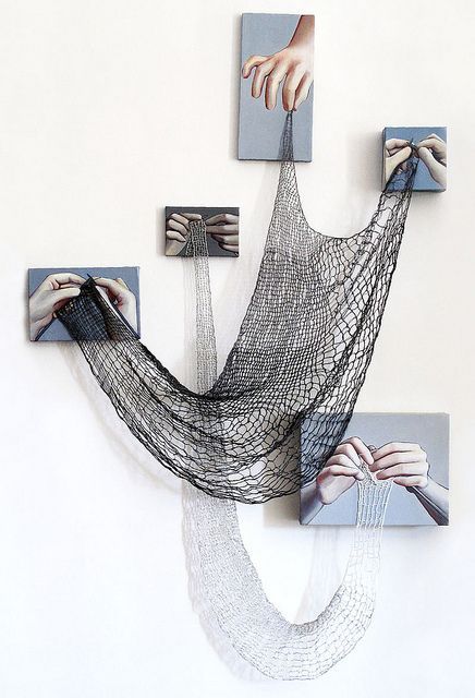 Paintings art connected to each other using of net